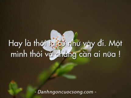 Hay là thôi ta cứ như vậy đi. Một mình thôi và chẳng cần ai nữa !