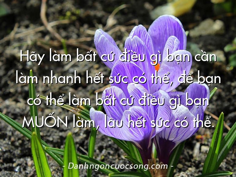 Hãy làm bất cứ điều gì bạn cần làm nhanh hết sức có thể, để bạn có thể làm bất cứ điều gì bạn MUỐN làm, lâu hết sức có thể.