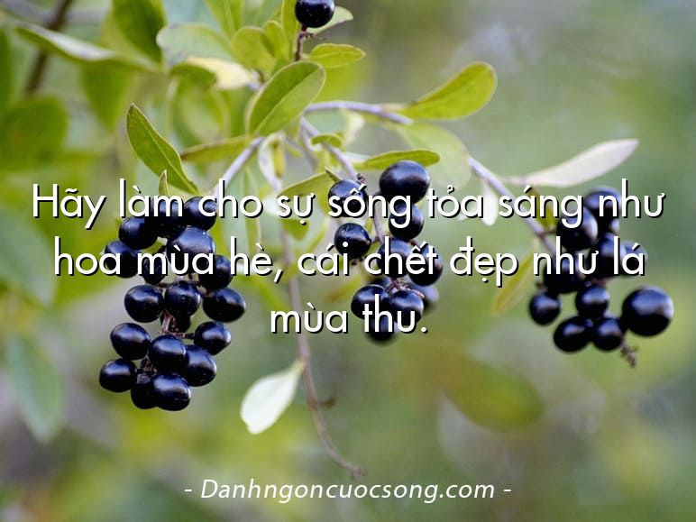 Hãy làm cho sự sống tỏa sáng như hoa mùa hè, cái chết đẹp như lá mùa thu.