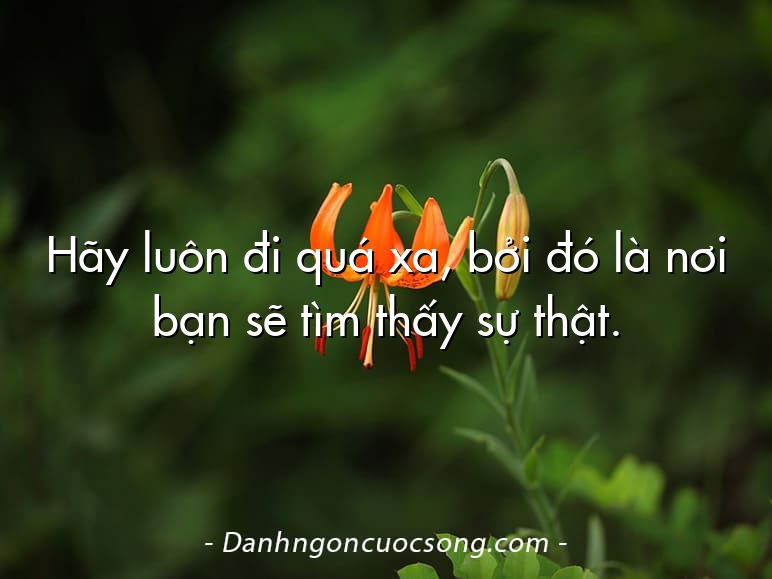 Hãy luôn đi quá xa, bởi đó là nơi bạn sẽ tìm thấy sự thật.