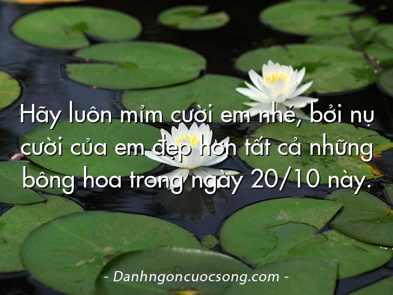 Hãy luôn mỉm cười em nhé, bởi nụ cười của em đẹp hơn tất cả những bông hoa trong ngày 20/10 này.