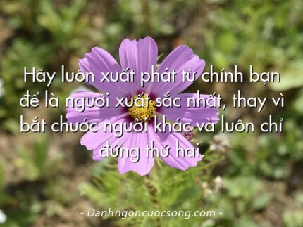 Hãy luôn xuất phát từ chính bạn để là người xuất sắc nhất, thay vì bắt chước người khác và luôn chỉ đứng thứ hai.