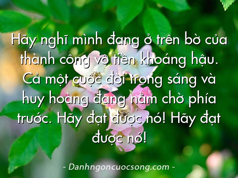 Hãy nghĩ mình đang ở trên bờ của thành công vô tiền khoáng hậu. Cả một cuộc đời trong sáng và huy hoàng đang nằm chờ phía trước. Hãy đạt được nó! Hãy đạt được nó!