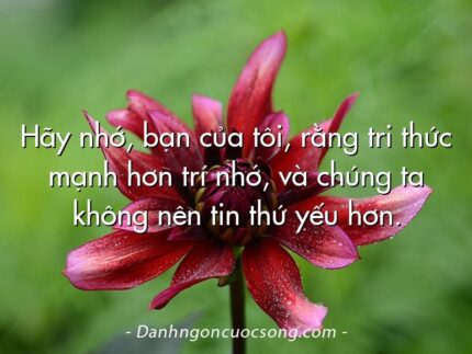 Hãy nhớ, bạn của tôi, rằng tri thức mạnh hơn trí nhớ, và chúng ta không nên tin thứ yếu hơn.