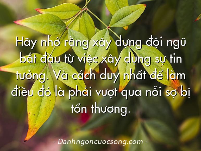 Hãy nhớ rằng xây dựng đội ngũ bắt đầu từ việc xây dựng sự tin tưởng. Và cách duy nhất để làm điều đó là phải vượt qua nỗi sợ bị tổn thương.