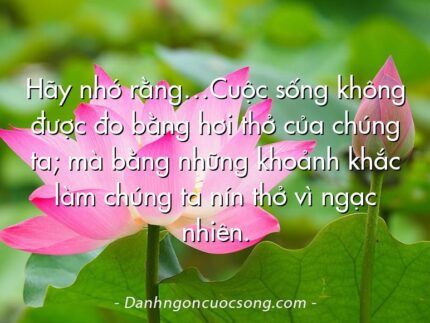 Hãy nhớ rằng…Cuộc sống không được đo bằng hơi thở của chúng ta; mà bằng những khoảnh khắc làm chúng ta nín thở vì ngạc nhiên.