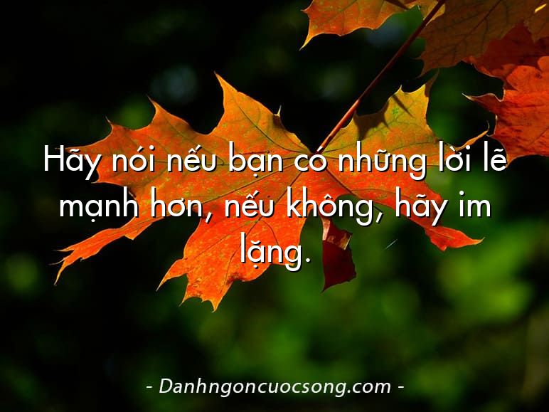 Hãy nói nếu bạn có những lời lẽ mạnh hơn, nếu không, hãy im lặng.