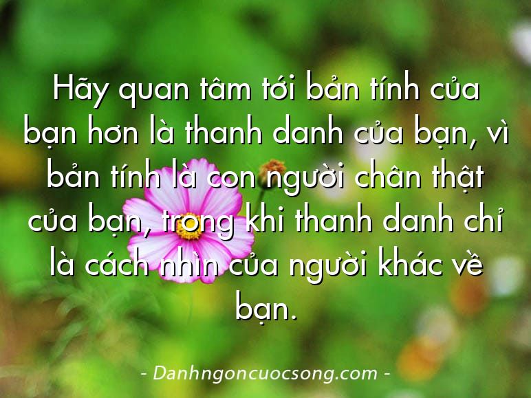 Hãy quan tâm tới bản tính của bạn hơn là thanh danh của bạn, vì bản tính là con người chân thật của bạn, trong khi thanh danh chỉ là cách nhìn của người khác về bạn.