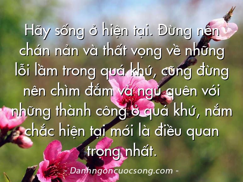 Hãy sống ở hiện tại. Đừng nên chán nản và thất vọng về những lỗi lầm trong quá khứ, cũng đừng nên chìm đắm và ngủ quên với những thành công ở quá khứ, nắm chắc hiện tại mới là điều quan trọng nhất.