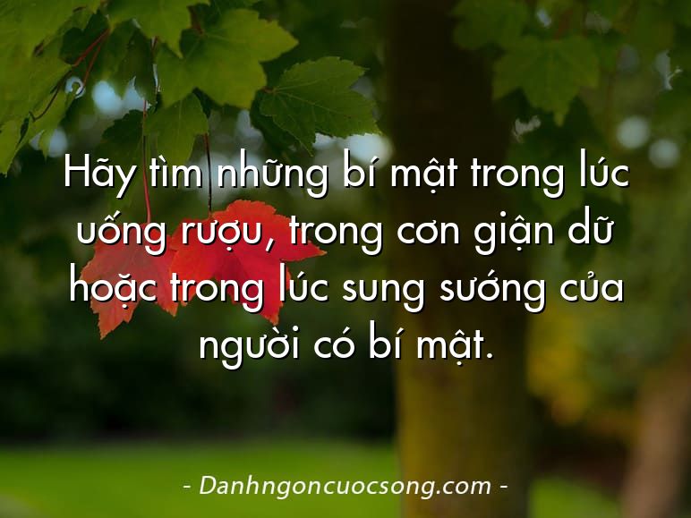 Hãy tìm những bí mật trong lúc uống rượu, trong cơn giận dữ hoặc trong lúc sung sướng của người có bí mật.