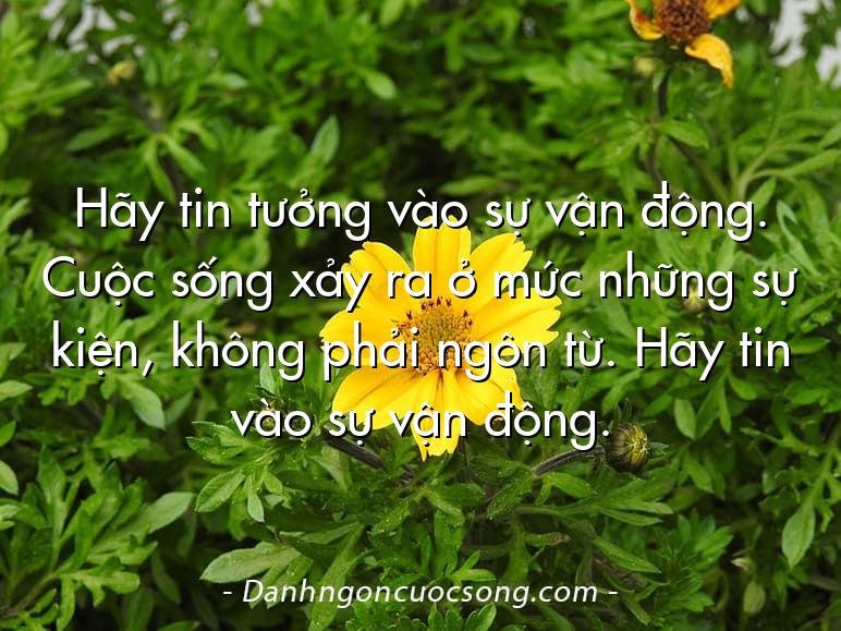 Hãy tin tưởng vào sự vận động. Cuộc sống xảy ra ở mức những sự kiện, không phải ngôn từ. Hãy tin vào sự vận động.