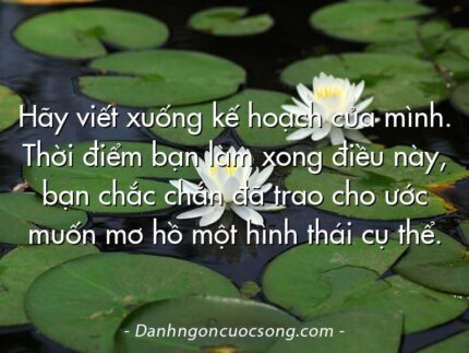 Hãy viết xuống kế hoạch của mình. Thời điểm bạn làm xong điều này, bạn chắc chắn đã trao cho ước muốn mơ hồ một hình thái cụ thể.