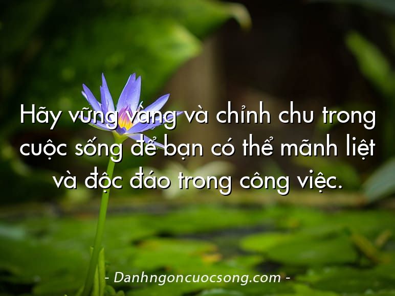 Hãy vững vàng và chỉnh chu trong cuộc sống để bạn có thể mãnh liệt và độc đáo trong công việc.
