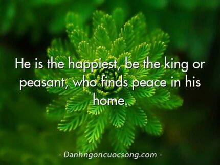 He is the happiest, be the king or peasant, who finds peace in his home.