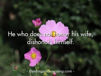 He who does not honor his wife, dishonors himself.