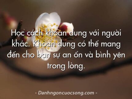 Học cách khoan dung với người khác. Khoan dung có thể mang đến cho bạn sự an ổn và bình yên trong lòng.