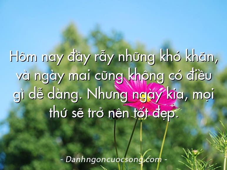 Hôm nay đầy rẫy những khó khăn, và ngày mai cũng không có điều gì dễ dàng. Nhưng ngày kia, mọi thứ sẽ trở nên tốt đẹp.