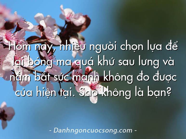 Hôm nay, nhiều người chọn lựa để lại bóng ma quá khứ sau lưng và nắm bắt sức mạnh không đo được của hiện tại. Sao không là bạn?