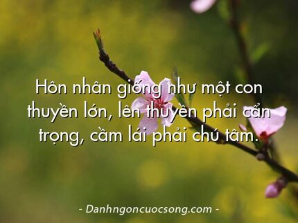 Hôn nhân giống như một con thuyền lớn, lên thuyền phải cẩn trọng, cầm lái phải chú tâm.