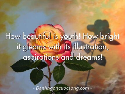 How beautiful is youth! How bright it gleams with its illustration, aspirations and dreams!
