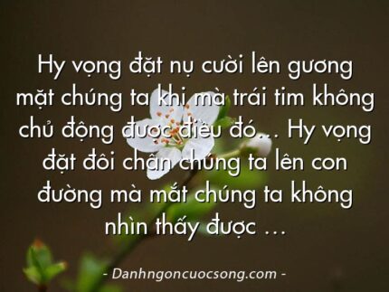 Hy vọng đặt nụ cười lên gương mặt chúng ta khi mà trái tim không chủ động được điều đó… Hy vọng đặt đôi chân chúng ta lên con đường mà mắt chúng ta không nhìn thấy được …