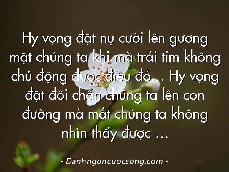 Hy vọng đặt nụ cười lên gương mặt chúng ta khi mà trái tim không chủ động được điều đó… Hy vọng đặt đôi chân chúng ta lên con đường mà mắt chúng ta không nhìn thấy được …