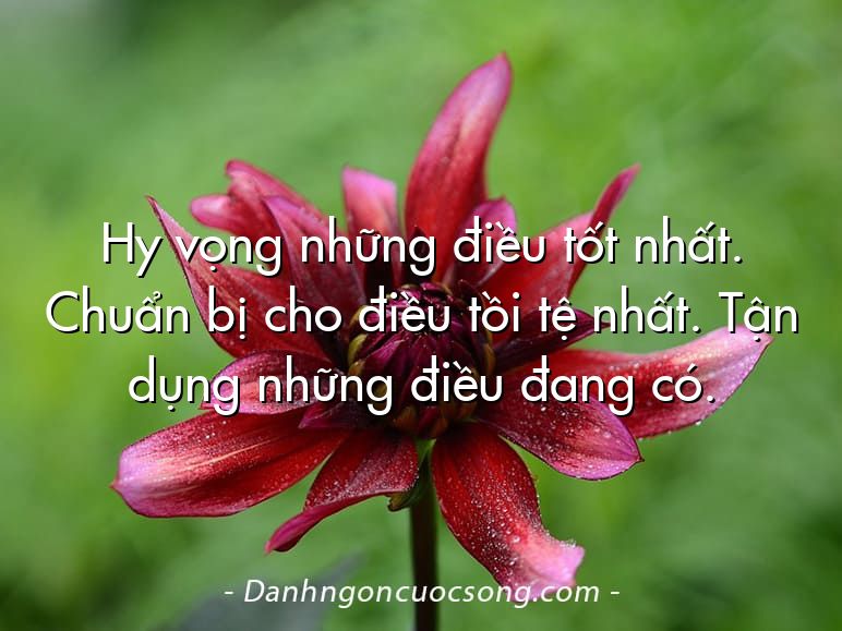 Hy vọng những điều tốt nhất. Chuẩn bị cho điều tồi tệ nhất. Tận dụng những điều đang có.