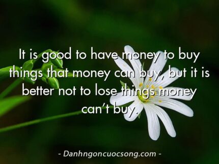 It is good to have money to buy things that money can buy, but it is better not to lose things money can’t buy.