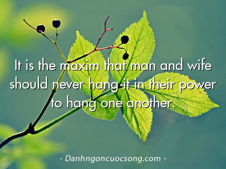 It is the maxim that man and wife should never hang it in their power to hang one another.