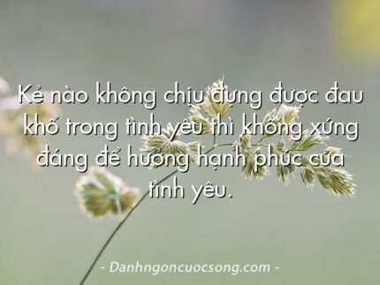 Kẻ nào không chịu đựng được đau khổ trong tình yêu thì không xứng đáng để hưởng hạnh phúc của tình yêu.