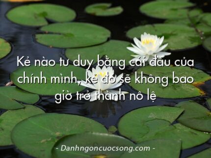 Kẻ nào tư duy bằng cái đầu của chính mình, kẻ đó sẽ không bao giờ trở thành nô lệ