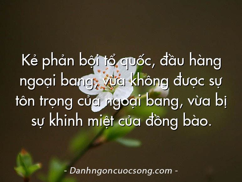 Kẻ phản bội tổ quốc, đầu hàng ngoại bang, vừa không được sự tôn trọng của ngoại bang, vừa bị sự khinh miệt của đồng bào.