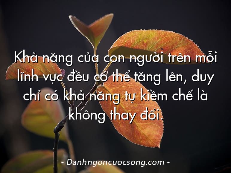 Khả năng của con người trên mỗi lĩnh vực đều có thể tăng lên, duy chỉ có khả năng tự kiềm chế là không thay đổi.