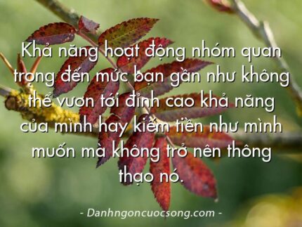 Khả năng hoạt động nhóm quan trọng đến mức bạn gần như không thể vươn tới đỉnh cao khả năng của mình hay kiếm tiền như mình muốn mà không trở nên thông thạo nó.