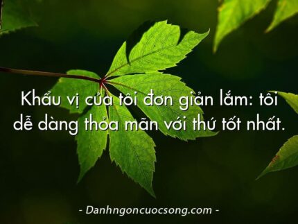 Khẩu vị của tôi đơn giản lắm: tôi dễ dàng thỏa mãn với thứ tốt nhất.