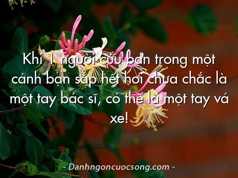 Khi 1 người cứu bạn trong một cảnh bạn sắp hết hơi chưa chắc là một tay bác sĩ, có thể là một tay vá xe!