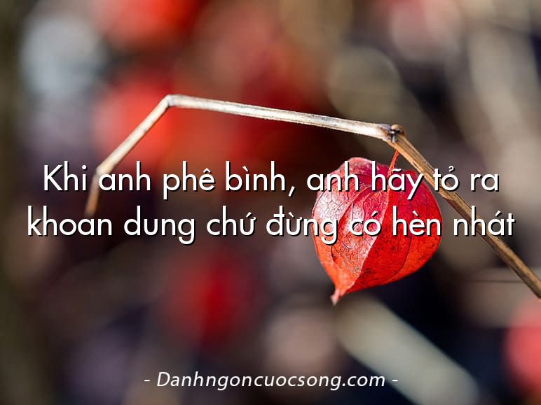 Khi anh phê bình, anh hãy tỏ ra khoan dung chứ đừng có hèn nhát