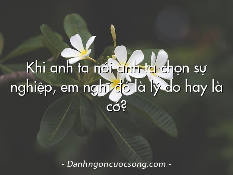 Khi anh ta nói anh ta chọn sự nghiệp, em nghĩ đó là lý do hay là cớ?