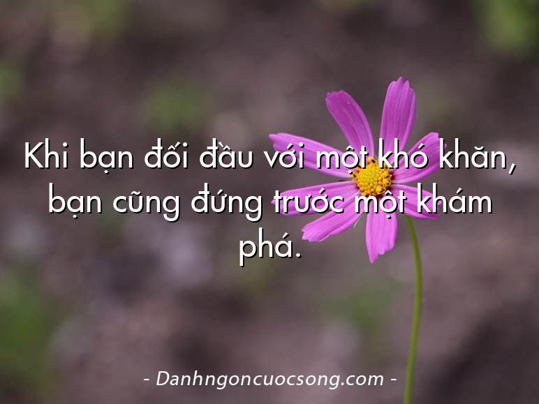 Khi bạn đối đầu với một khó khăn, bạn cũng đứng trước một khám phá.