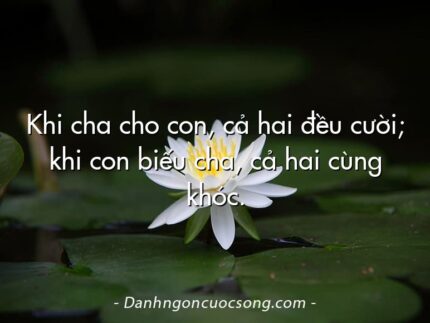 Khi cha cho con, cả hai đều cười; khi con biếu cha, cả hai cùng khóc.