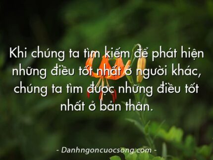 Khi chúng ta tìm kiếm để phát hiện những điều tốt nhất ở người khác, chúng ta tìm được những điều tốt nhất ở bản thân.