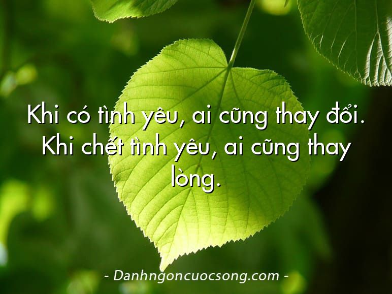 Khi có tình yêu, ai cũng thay đổi. Khi chết tình yêu, ai cũng thay lòng.
