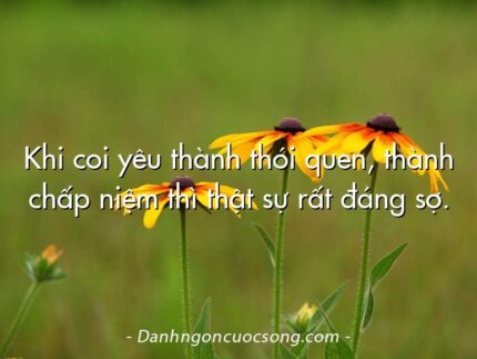 Khi coi yêu thành thói quen, thành chấp niệm thì thật sự rất đáng sợ.