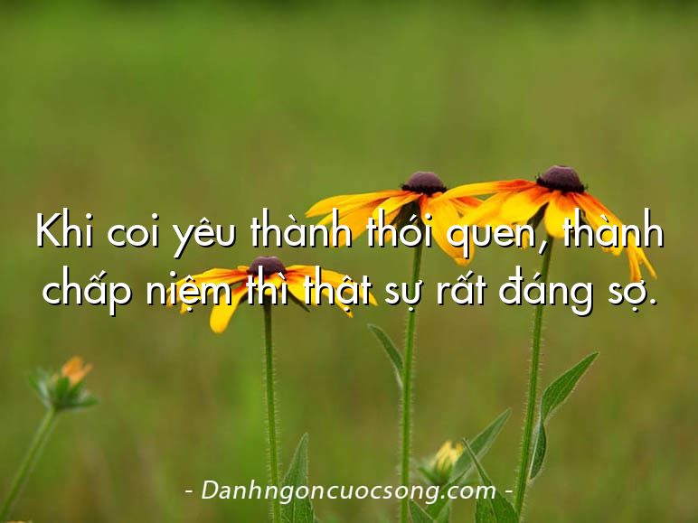 Khi coi yêu thành thói quen, thành chấp niệm thì thật sự rất đáng sợ.