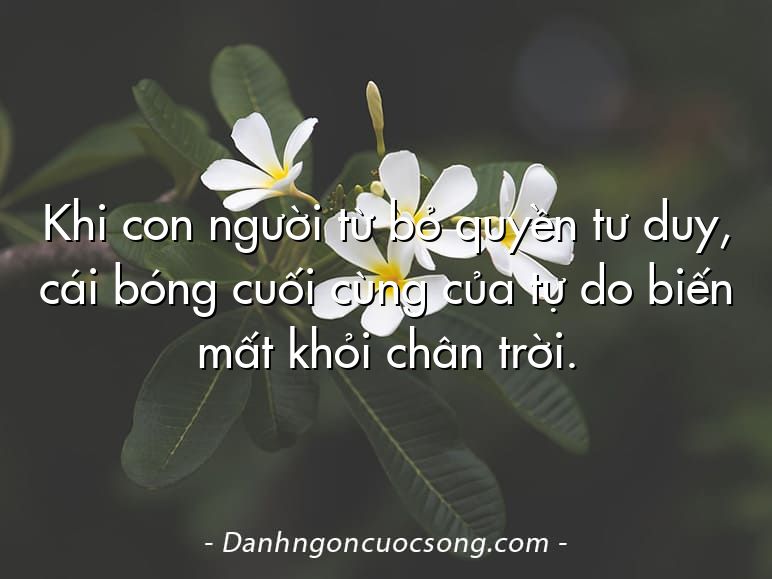 Khi con người từ bỏ quyền tư duy, cái bóng cuối cùng của tự do biến mất khỏi chân trời.