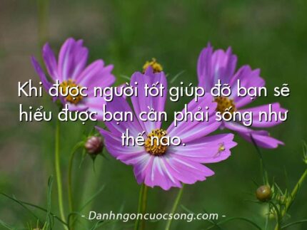 Khi được người tốt giúp đỡ bạn sẽ hiểu được bạn cần phải sống như thế nào.