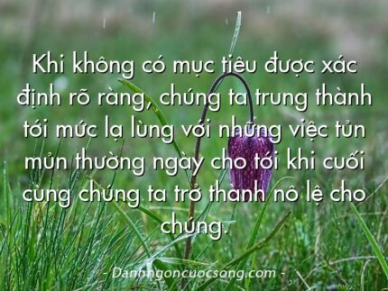 Khi không có mục tiêu được xác định rõ ràng, chúng ta trung thành tới mức lạ lùng với những việc tủn mủn thường ngày cho tới khi cuối cùng chúng ta trở thành nô lệ cho chúng.