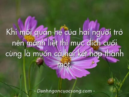 Khi mối quan hệ của hai người trở nên mãnh liệt thì mục đích cuối cùng là muốn cả hai kết hợp thành một.
