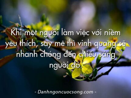 Khi một người làm việc với niềm yêu thích, say mê thì vinh quang sẽ nhanh chóng đến chiếu sáng người đó.