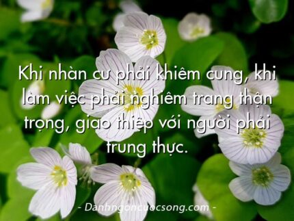 Khi nhàn cư phải khiêm cung, khi làm việc phải nghiêm trang thận trọng, giao thiệp với người phải trung thực.